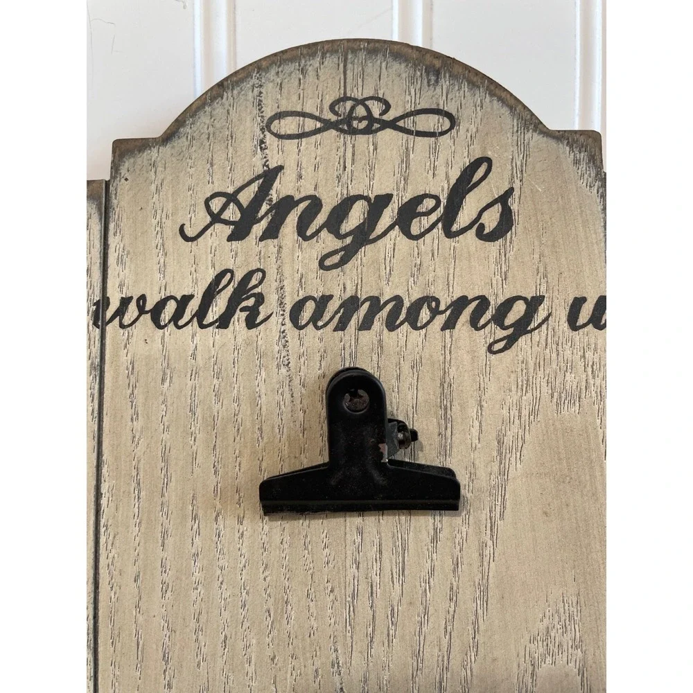Hearthside Collection Angels Walk Among Us Wood‎ Wall Plaque Photo Clip Sign